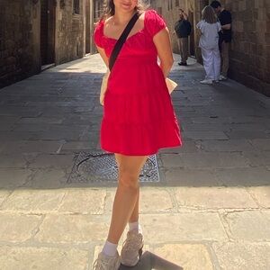 La Hearts Vibrant Red Mini Dress